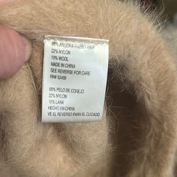 Tan vintage angora and wool blend beret hat - Picture 2 of 3